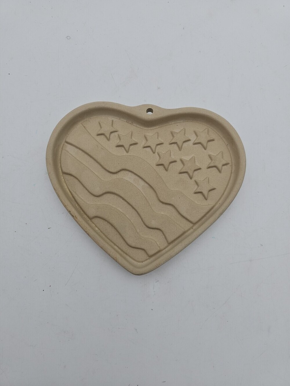 Patriotic Heart Stoneware Cookie Mold Flag USA Pampered Chef Chocolate Crafts